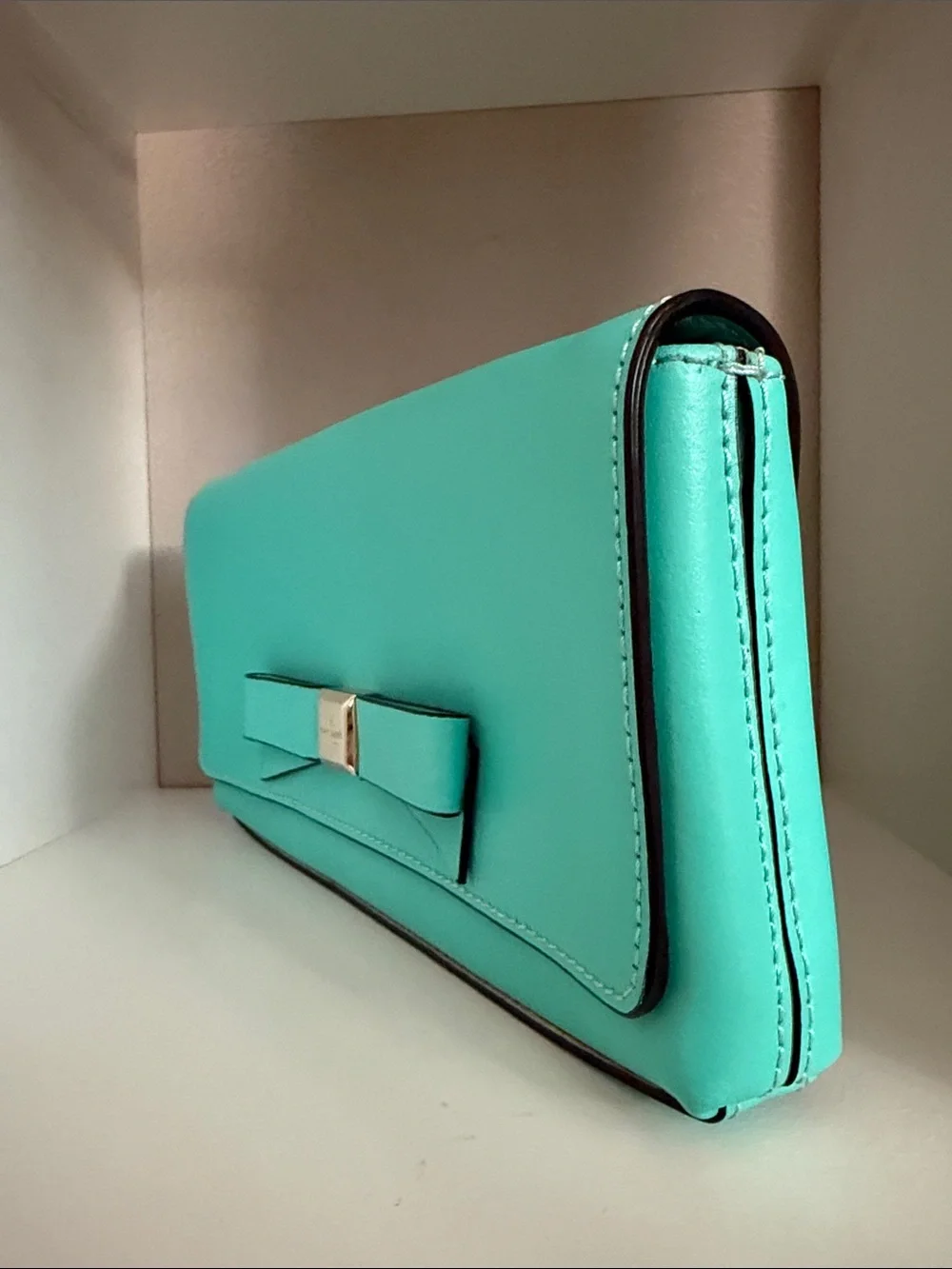 Kate Spade Montford Park Smooth Leather Keira Clutch, Giverny Blue